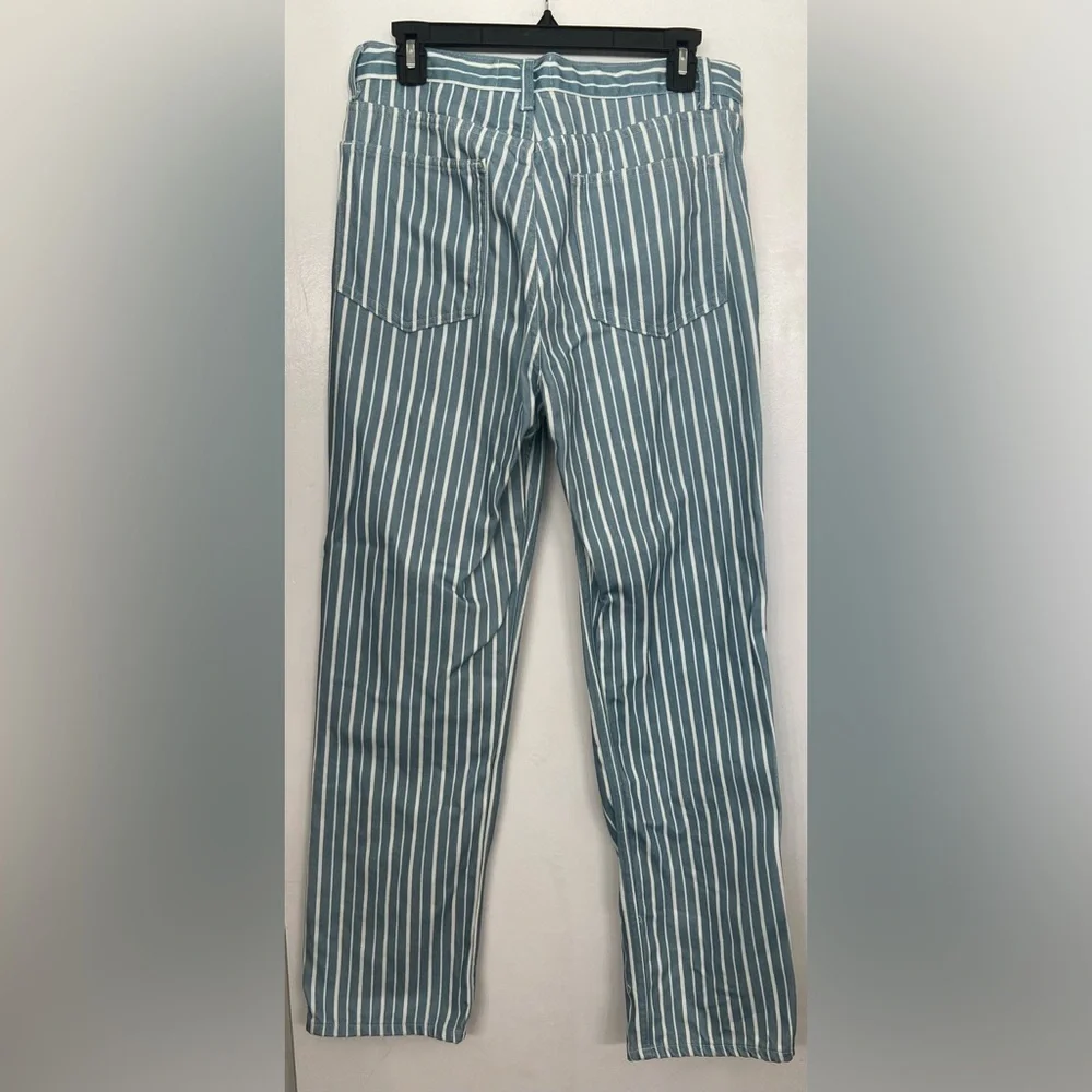 Reformation Cynthia Striped High Rise Straight Jeans Metro Wash Blue & White 29